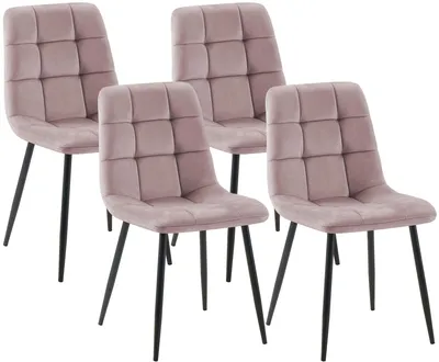 Produktbild von CLP 4er Set Esszimmerstühle Tilde gepolstert mit Rückenlehnen bis 150 kg belastbar pink Material Samt, KI-generiertes Bild