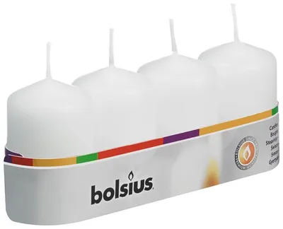 Produktbild von Bolsius Stumpenkerzen weiß 60/40mm 4er