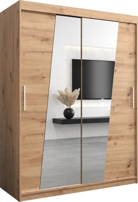 Produktbild von Kleiderschrank, Schiebetürenschrank Schlafzimmer, Schrank mit Spiegel RHOMB 150 cm