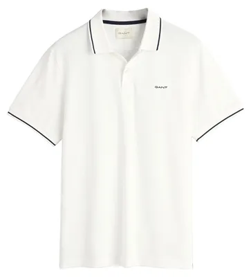 Produktbild von Gant Herren Poloshirt - Tipping Pique Rugger, Kurzarm, Knopfleiste, Logo, Uni We
