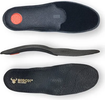 Produktbild von BISON ALFA - Leder Schuheinlagen Schuhe - Plattfuß Einlagen Fußschmerzen - Orthopädische Sohle mit Abschreibung Absatz - Leather Shoe Insoles - 1 Paar (45)