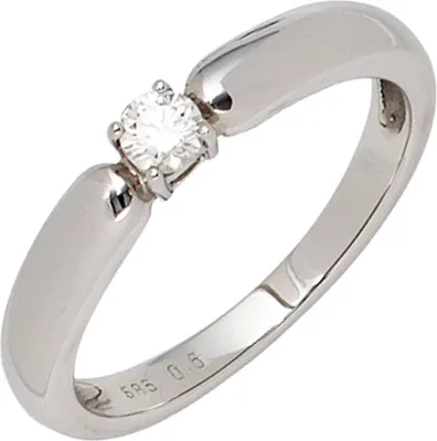 Produktbild von JOBO Damen Ring 585 Gold Weißgold 1 Diamant Brillant 0,16ct. Goldring Größe 58