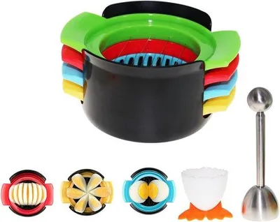 Produktbild von Famanu Eierschneider 4-in-1 mit Eieröffner und Eierdoppe - Edelstahl Eierschneidemaschine für gekochte Eier und Obst