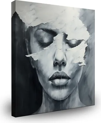 Produktbild von Muralo Leinwandbild PORTRÄT Frau Gesicht Abstraktion Wanddeko Br. 90 cm x Hö. 90 cm