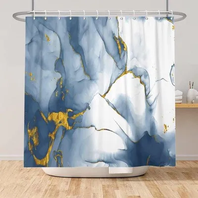 Image de Rideau de baignoire gris-doré - Polyester imperméable - 152 x 183 cm
