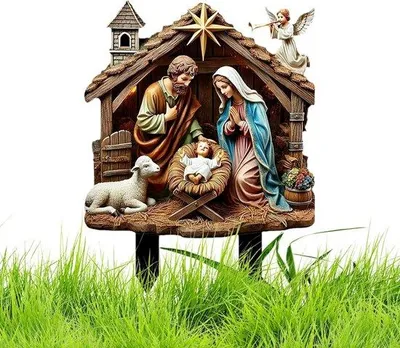 Produktbild von Famanu Gartenstecker Geburt - Weihnachts-Acryl-Dekoration - Wetterfest - 32 x 25 cm