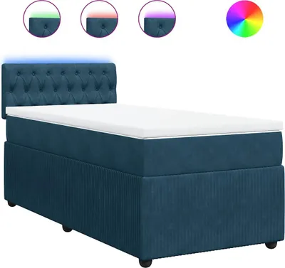 Produktbild von vidaXL Boxspringbett mit Matratze Blau 90x190 cm Samt