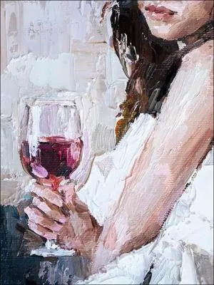 Produktbild von Leinwandbild Girl With Wine Glass II 57x77 cm