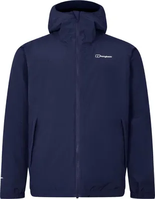Dunkelblaue Berghaus Isolierte Deluge Pro 3.0 Jacke mit Kapuze und Reißverschluss vorne