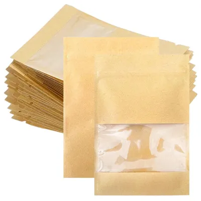 Produktbild von 100 wiederverschließbare Kraftpapierbeutel mit Sichtfenster
