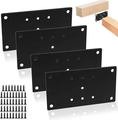 Image de Support de poteaux pour béton - Panneaux de poteaux en bois - 4 pièces - Noir - 165,1 x 88,9 mm
