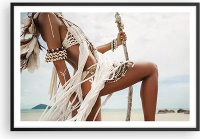 Produktbild von Gerahmtes Poster - Schwarzer Rahmen - Frau Freiheit Exotik - 91,5x61 cm - Wand Bild - Wanddeko - Wandbilder - Kunstposter - Wandposter - Bilderrahmen - Bilder - Kunstdruck - P2BAA91x61-4942