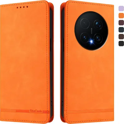 Produktbild von Hülle für Honor Magic8 Pro, Retro Kunstleder Ständer Klapphülle mit Kartenfächer und Magnetische Orange