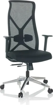 Produktbild von hjh OFFICE Profi Bürostuhl AZURRO B Ergonomischer Schreibtischstuhl mit Armlehnen Stoff / Netzstoff Schwarz Drehstuhl für Büro, Zuhause