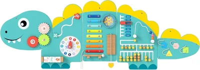 Produktbild von Dinosaurier-Aktivitätswand für Kleinkinder, 11-in-1 Montessori-Spielzeug