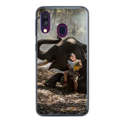 Produktbild von MuchoWow® Handyhülle Schutzhülle Hülle für Samsung Galaxy A40 Elefant - Junge - Buch - Wald - Tiere - Natur Silikon Softcase Handy Hülle - Handy-Tasche