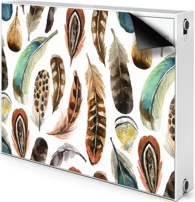Produktbild von Magnet Radiator Magnet Mat Heizkörperverkleidung Heizkörper-Abdeckung Heizung 110x60 cm  - Aquarell, Federn