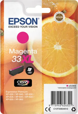 Produktbild von Epson Tintenpatrone magenta Claria Premium 33 XL      T 3363
