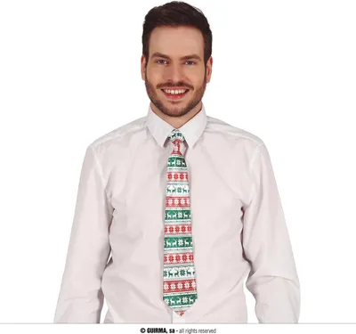 Produktbild von Weihnachtskrawatte für Herren Kostümaccessoire grün-weiß-rot - Einheitsgröße