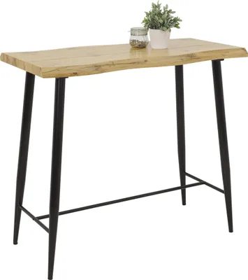 Immagine prodotto di Hela Tische, tavolo da bar bistrot Gabi - piano del tavolo bordo albero rovere selvatico, rivestimento melaminico - struttura in metallo tubo tondo nero - dimensioni 120x60x108 cm