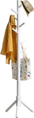 Produktbild von Garderobenständer 8 Haken, Baumform, Kautschukholz, weiß, für Flur