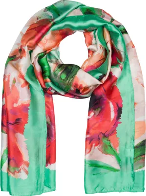 Produktbild von styleBREAKER Damen Schal mit buntem Blumen Muster im Aquarell Stil, Seidig leichtes Tuch 01016238