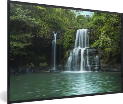 Produktbild von MuchoWow® MuchoWow® Gerahmtes Poster Wasserfall - Thailand - Tropisch 90x60 cm - Poster mit zchwarzem Bilderrahmen - Fotorahmen - Foto-Plakat