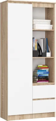 Produktbild von Büroregal AKORD R11 Sonoma-Eiche 80 cm Front Weiß B80 x H180 x T35 cm