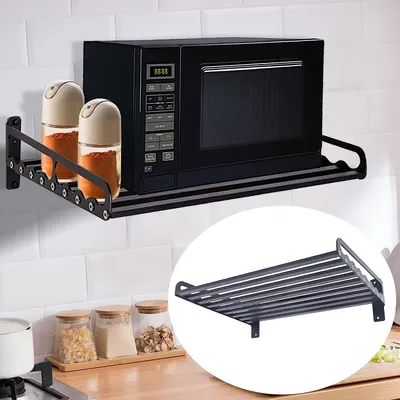 Obrázek produktu pro Mikrovlnná trouba Rack Wall Mounted Kuchyňská mikrovlnná trouba Rack Kuchyňské nádobí Storage Rack Space Saving