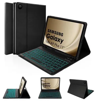 Produktbild von Tastaturhülle für Galaxy 11 Zoll A9 2023 2025 Kabellose Bluetooth Tastatur Hülle Schutzhülle Tab A9 Plus A11 Plus Schwarz Beleuchtet