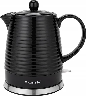 Immagine prodotto di KABELLOSER ELEKTRISCHER WASSERKESSEL AUS KERAMIK KAMILLE 1200 W 1,2 L schwarz