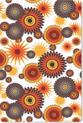 Produktbild von MuchoWow® Mauspad Mousepad Design - Retro - Orange - Blumen 18x27 cm - Mousepads - Maus Mat - Pad - Mausunterlage