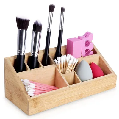 Zdjęcie produktu dla Organizer na kosmetyki do makijażu bambusowy 23x9x8,5 cm