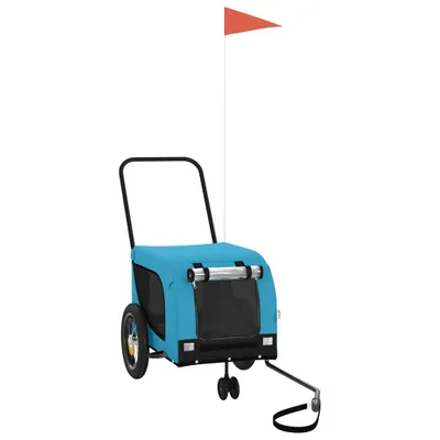 Image de vidaXL Remorque pour vélo Chiens Bleu et Noir Tissu Oxford & Fer