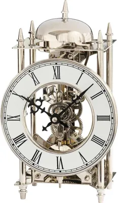 Produktbild von AMS 1184 Tischuhr Stiluhr Messing vernickelt mechanisch 14-Tage Schlagwerk
