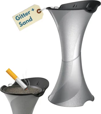 Produktbild von Standaschenbecher für Draußen Aschenbecher Outdoor Wetterfest Stand Aschenbecher für Draussen Standascher Säulenascher für Terrassen Balkone Stehaschenbecher Silber
