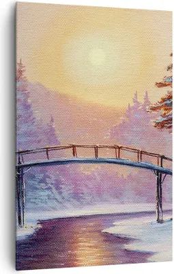 Produktbild von Bild auf Leinwand - Leinwandbild - Einteilig - Park Winter Brücke - 80x120cm - Wand Bild - Wanddeko - Wandbilder - Leinwanddruck - Wanddekoration - Leinwand bilder - Wandbild - PA80x120-3988