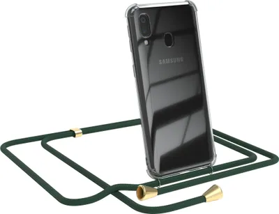 Produktbild von EAZY CASE Handykette kompatibel mit Samsung Galaxy A40, Handyhülle mit Umhängeband, Handykordel, Schutzhülle Clear, Band in Grün