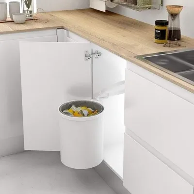 Produktbild von Küchenschrank-Abfalleimer - rund - 13 l - weiß - 35,5 x 27,7 x 27,7 cm