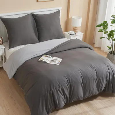 Produktbild von ohano Bettwäsche-Set 200x200 cm Hellgrau Mikrofaser weich