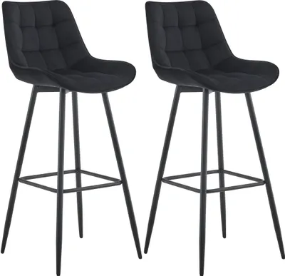 Produktbild von CLP 2er Set Barhocker Dartford schwarz Material Samt