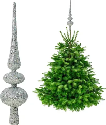 Produktbild von Silberne Christbaumspitze - Glitzer Christbaumspitze 29 cm