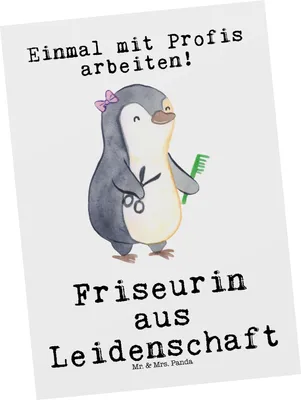 Produktbild von Mr. & Mrs. Panda Grußkarte Friseurin Leidenschaft - Weiß - Geschenk, Spruch, Fotokarte, Lustig, Ansichtskarte, Postkarte, Friseursalon, Beruf, Postkarten, Kunstkarten