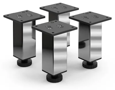 Produktbild von 4er Set sossai Höhenverstellbare Aluminium Möbelfüße 120mm in Chrom Schrankfüße Sockelfüße