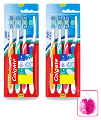 Imagen del producto de 2 cepillos de dientes Colgate Triple Acción, tamaño medio, pack ahorro - 2 unidades