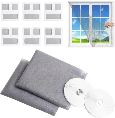 Imagen del producto de Malla anti-mosquitos para ventanas, 2 unidades, 130x150 cm, con cinta adhesiva autoadhesiva, protección contra insectos