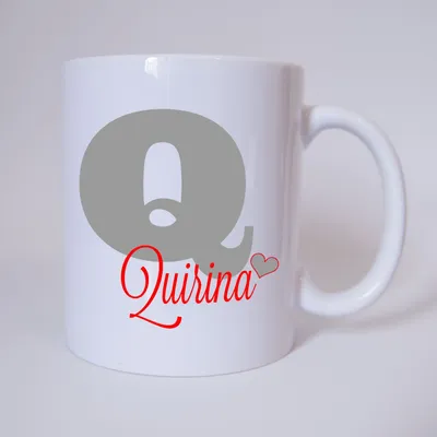 Produktbild von Namenstasse Buchstabe Q, individueller Name (Grau/Rot) / Tasse / Kaffeetasse / Kaffeebecher