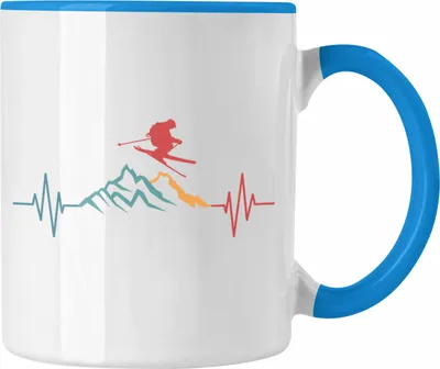 Produktbild von Trendation - Ski Tasse Geschenk Grafik Geschenkidee Skifahrer Geschenk Winter (Blau)