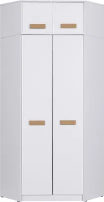 Produktbild von Marmex Grant G8+G15 Weiß - Eckkleiderschrank mit Schrankaufsatz 91x235x91 cm