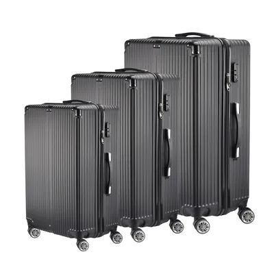 Produktbild von Kofferset 3 Teilig Hartschale Leicht ABS+PC Erweiterbar Reisekoffer Haltbar Trolley Handgepäck Sets mit TSA Schloss und 4 Rollen (M L XL Schwarz)